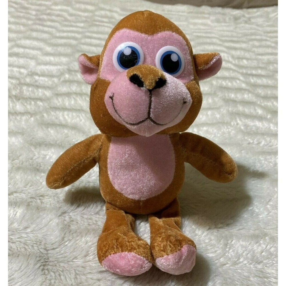 Peek A Boo Toys Plush Vintage Monkey Pink Brown Stuffed Animal